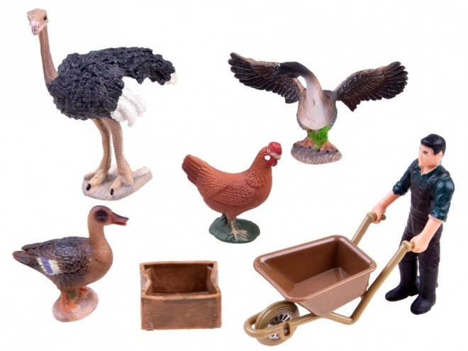 Tierfiguren Bauernhof Spielset mit Huhn und Strauß – B