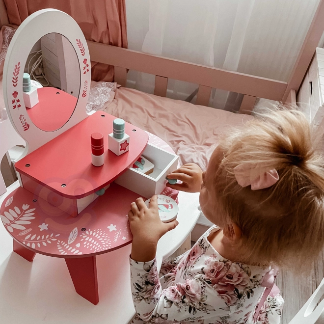 Rosa Holztisch mit Spiegel Tooky Toy