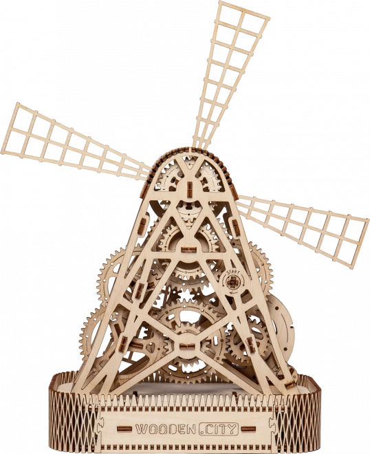 Holzmechanisches Windmühlen-Puzzle