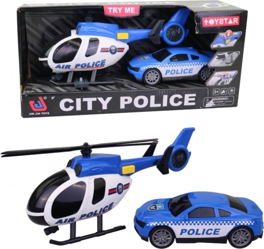 Hubschrauber mit Polizeiauto