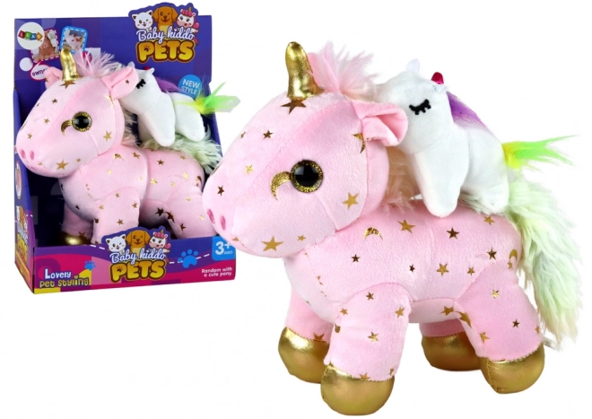 Einschlafhilfe Einhorn Plüsch Rosa mit Sternen Set