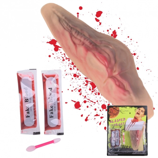 Fake Halswunde mit Blut für Halloween