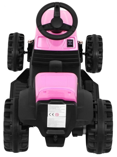 Grüner Traktor mit Anhänger – rosa