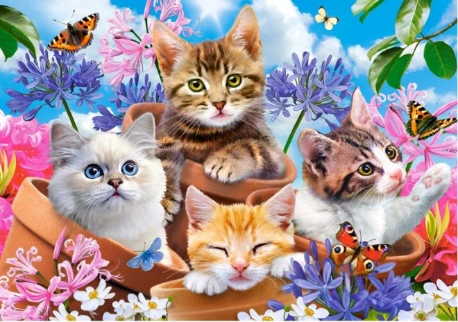 Puzzle 500 Teile Kätzchen mit Blumen