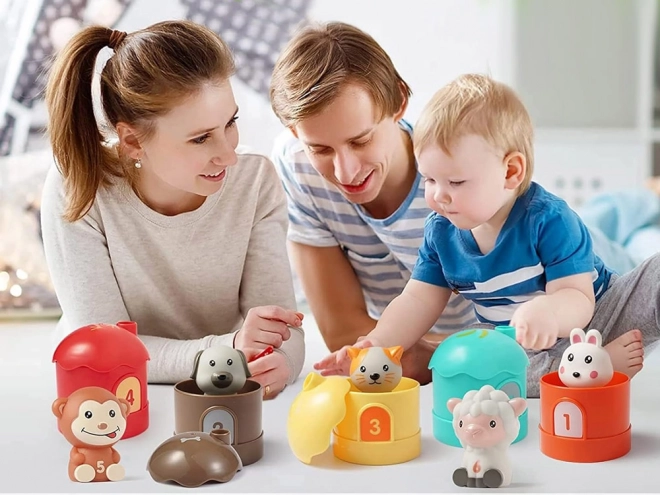 Set aus Tiergummis mit Häuschen und Zahlen