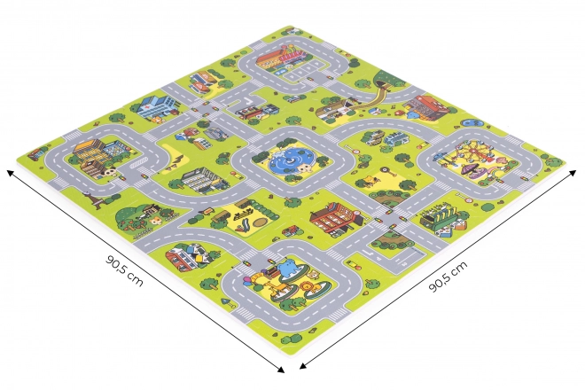 Große EVA-Schaummatte für Kinder Stadt 90,5x90,5 cm 21 Stk ECOTOYS