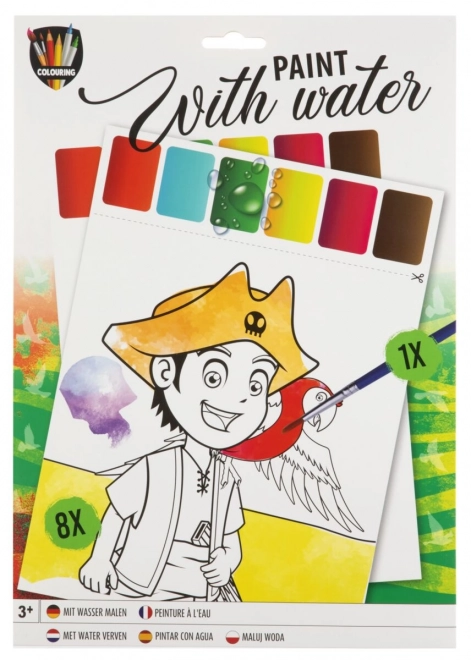 Wasser-Malbuch mit 8 Seiten und Pinsel A4