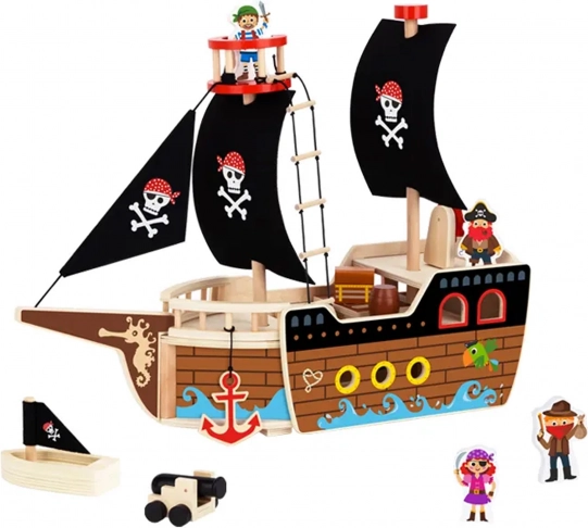 Holzpiratenschiff mit Figuren von Tooky Toy