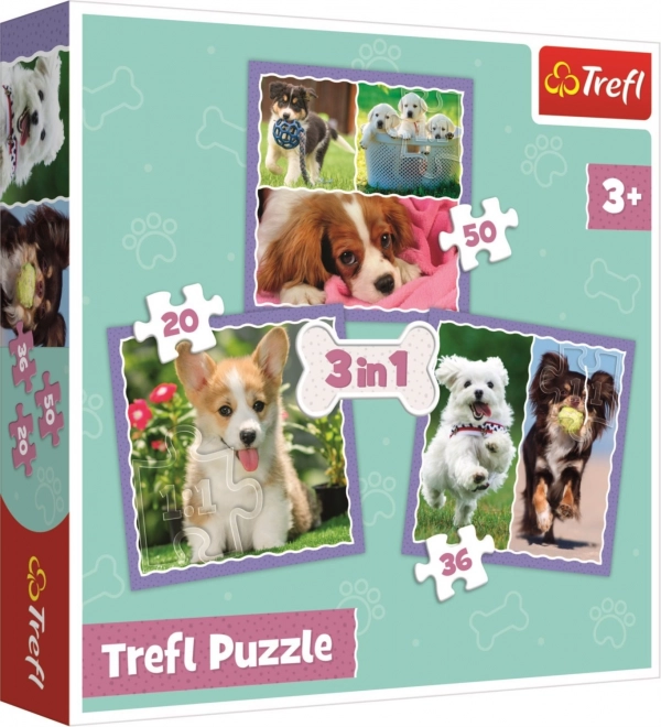 Niedliche Hunde Puzzle 3-in-1