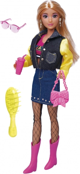 Puppe im Denim-Rock mit Zubehör 30 cm