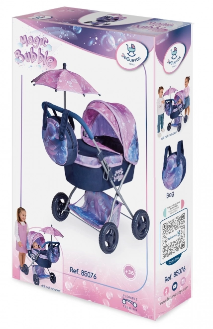 DeCuevas Puppenwagen Magic Bubble 2024 Zusammenklappbar mit Sonnenschirm und Tasche