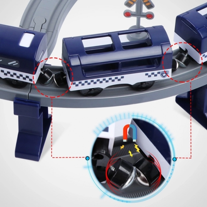 Elektrische Zugbahn mit Polizei- und Autoelementen