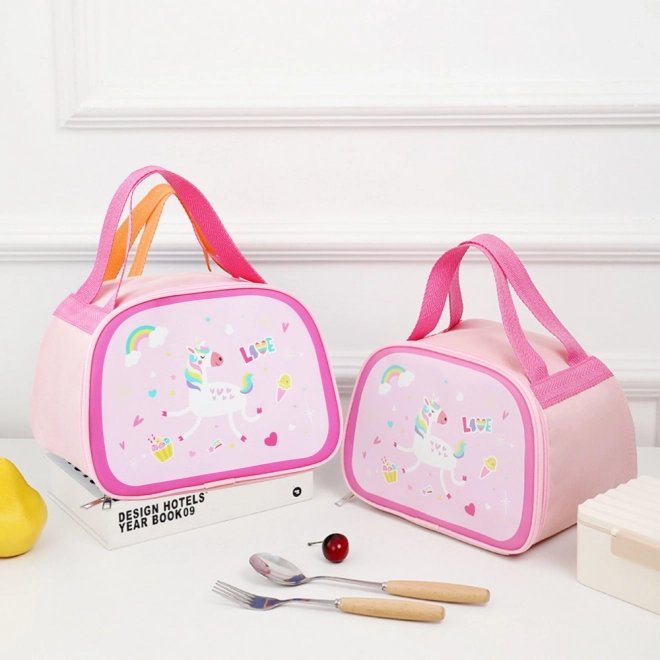 Thermoisolierte Einhorn-Lunch-Tasche rosa 23cm