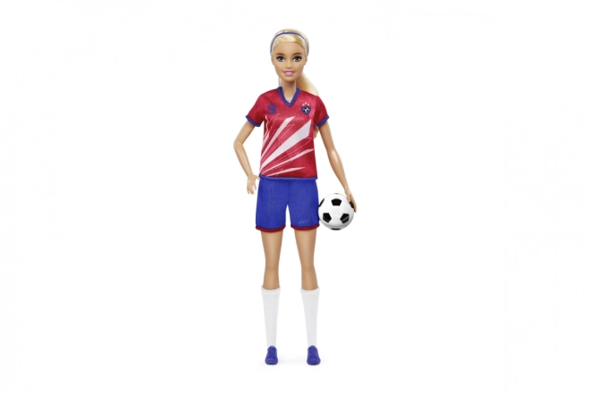 Barbie Fußballspielerin in rotem Trikot