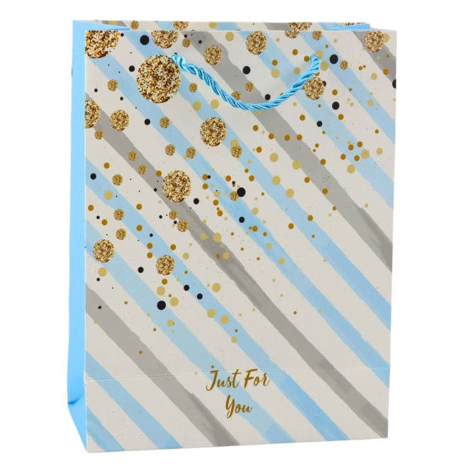 Geschenktasche blau-rosa mit Glitzer