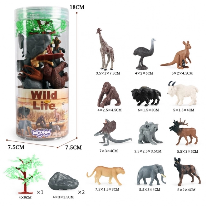Woopie Set Wildtiere Spielfiguren 15 Stück