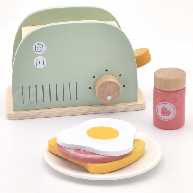 Hölzerner Toaster Pastell Frühstücksset von Tooky Toy