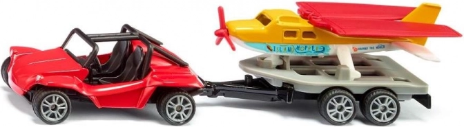 Set mit Spielzeug Auto mit Flugzeug