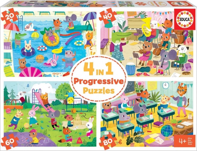 Lernpuzzle Schule für Kinder