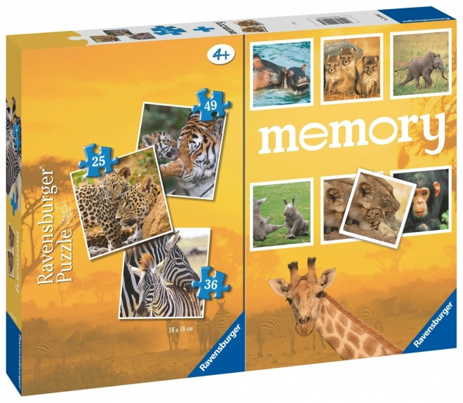 Dreier-Puzzle Wildtiere Memory-Spiel