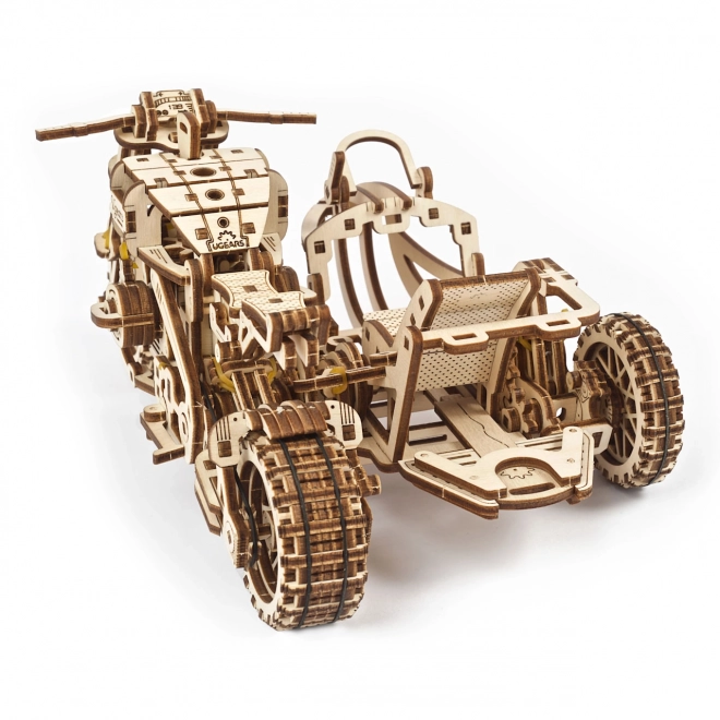 Ugears 3D Holzmechanisches Puzzle Scrambler Motorrad mit Sidecar