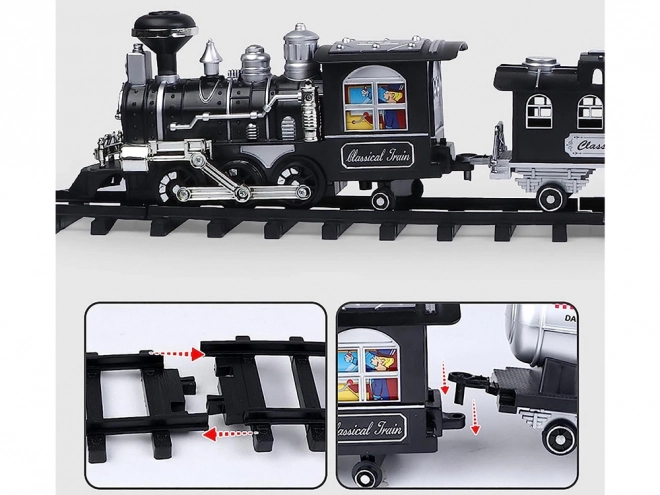 Elektrische Spielzeuglokomotive mit Waggons und Fernbedienung