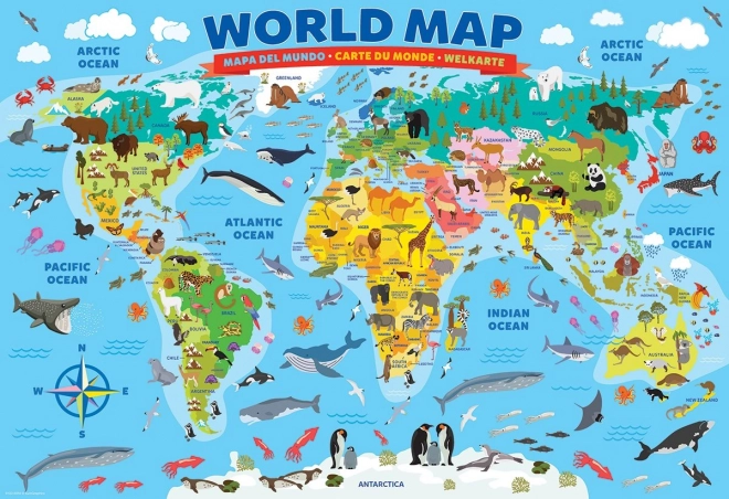 EUROGRAPHICS Puzzle Illustrierte Weltkarte 100 Teile