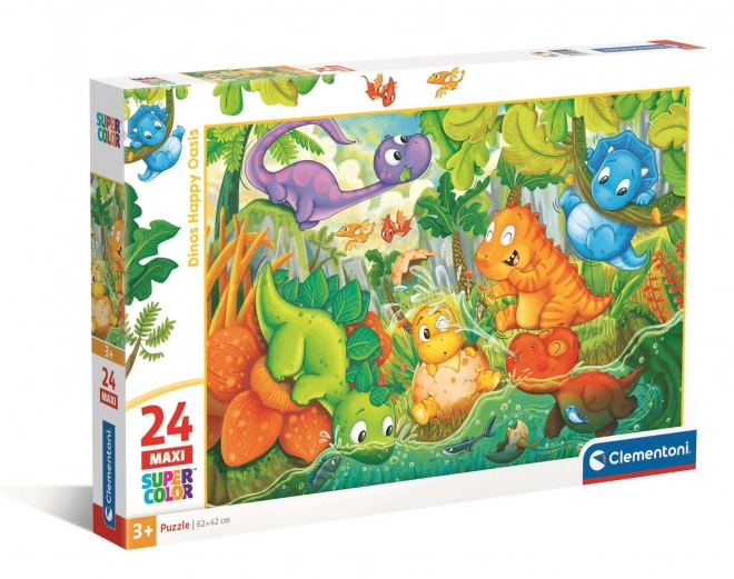 Clementoni Puzzle Glückliche Dinosaurier-Oase, MAXI 24 Teile