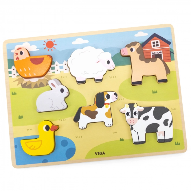 Viga Holzpuzzle Montessori Bauernhof Tiere
