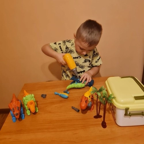 4-in-1 Konstruktion Dinosaurier Set mit Bohrer und Schraubendreher für Kinder