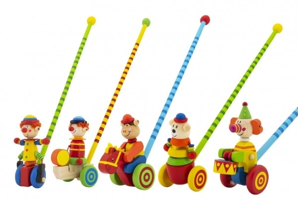 Holz Schiebetier Clown 60cm mit Stab - Bunt