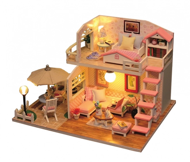 Miniaturer Bausatz Rosa Haus