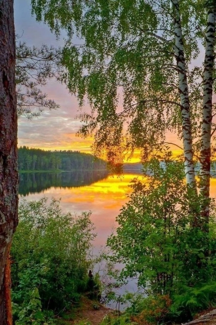 Diamantmalerei Sonnenuntergang über dem See 30x40 cm