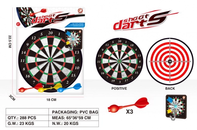 Doppelseitige magnetische Dartscheibe mit 3 Pfeilen