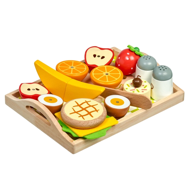Komplette Frühstücksausstattung auf dem Tablett
