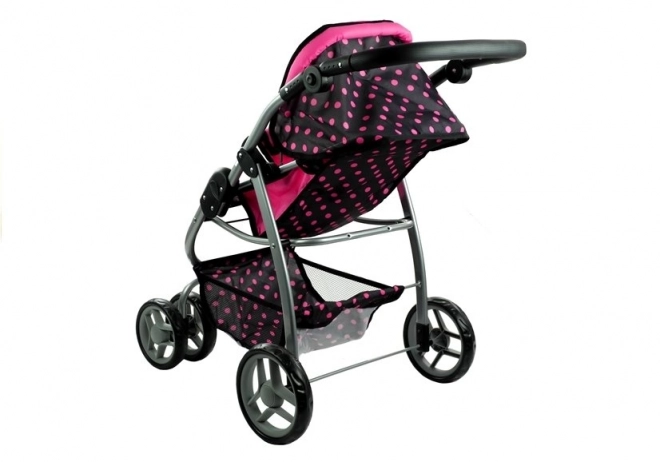 Mädchen Puppenwagen 2 in 1 Alice schwarz mit rosa Punkten