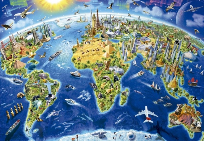 Educa Puzzlekarte der Weltdenkmäler 2000 Teile