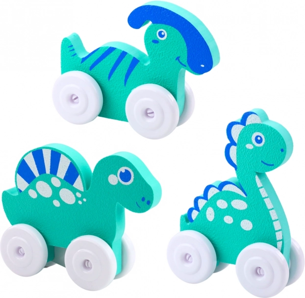 Dinosaurier auf Rädern aus Schaumstoff für Kinder in verschiedenen Farben