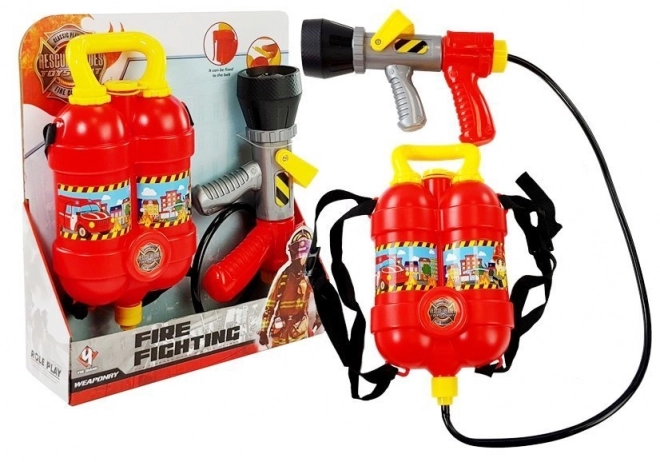 Feuerwehrmann-Spielset mit Wasserpistole und Rückentank