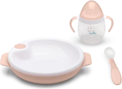 Set aus Thermoteller mit Silikonlöffel und Becher, English Rose