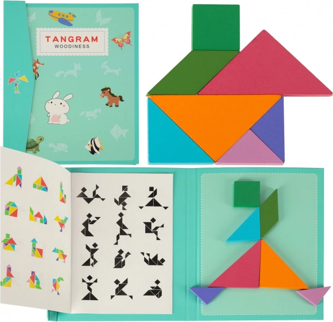 Magnetisches Tangram-Buch – hölzernes Montessori-3D-Logikpuzzle