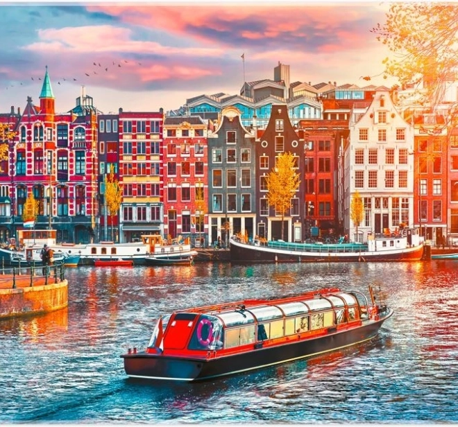 Realistisches Motiv der Amsterdamer Kanäle