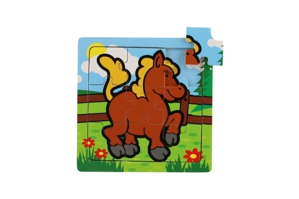 Mini Holzpuzzle 9 Teile - Meine Ersten Tiere Für Kleinkinder 15x15x0,8 cm 6 Varianten