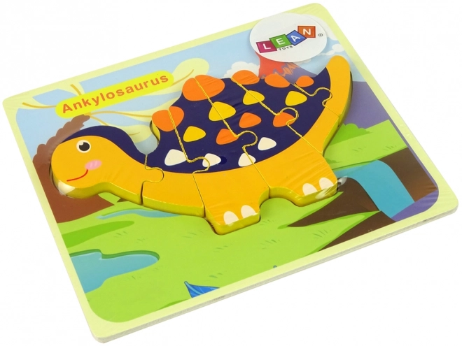 Holzpuzzle Dinosaurier Triceratops Ankylosaurus Orange