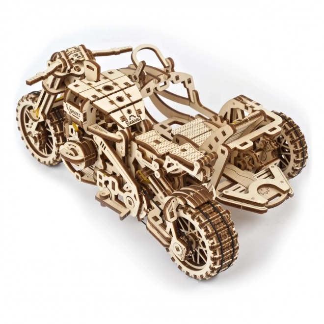 Ugears 3D Holzmechanisches Puzzle Scrambler Motorrad mit Sidecar