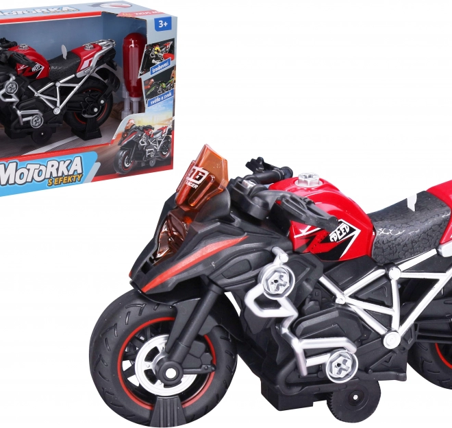 Rotes Schraubmotorrad mit Effekten