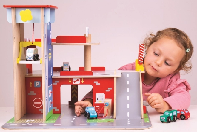 Bigjigs Toys Parkgarage mit Hubschrauberlandeplatz