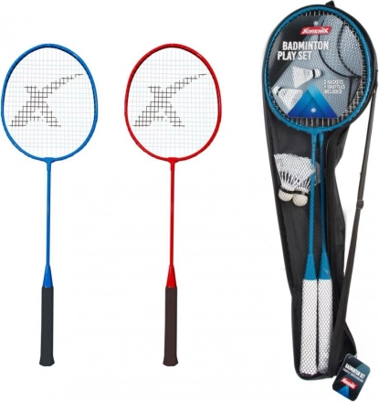 Set aus Badmintonschlägern und Federbällen im Etui