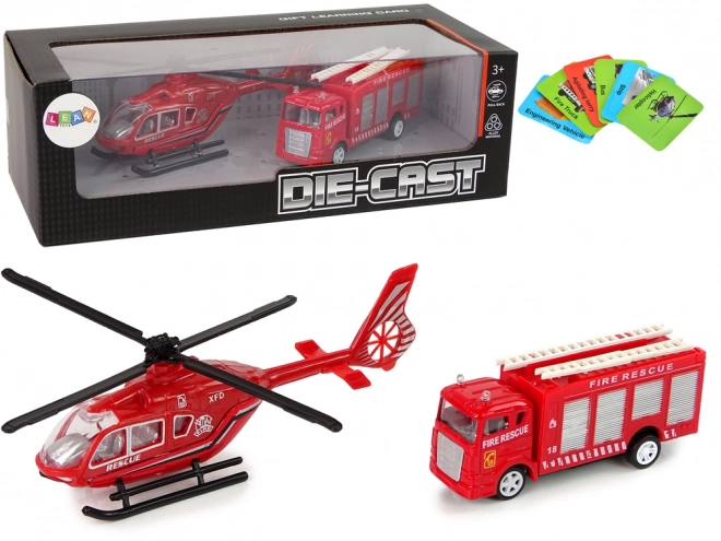 Feuerwehr Spielset mit Autos und Hubschrauber