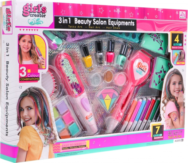 Schönheitscreator 3-in-1 für Mädchen – Bunte Haare, Maniküre, Tätowierung